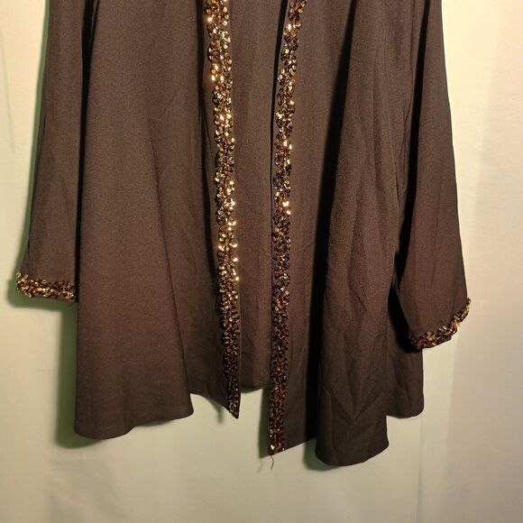 Caron II Black Evening Jacket – Sequin Trim Open Front cardigan Size:20 - Picture 2 of 5